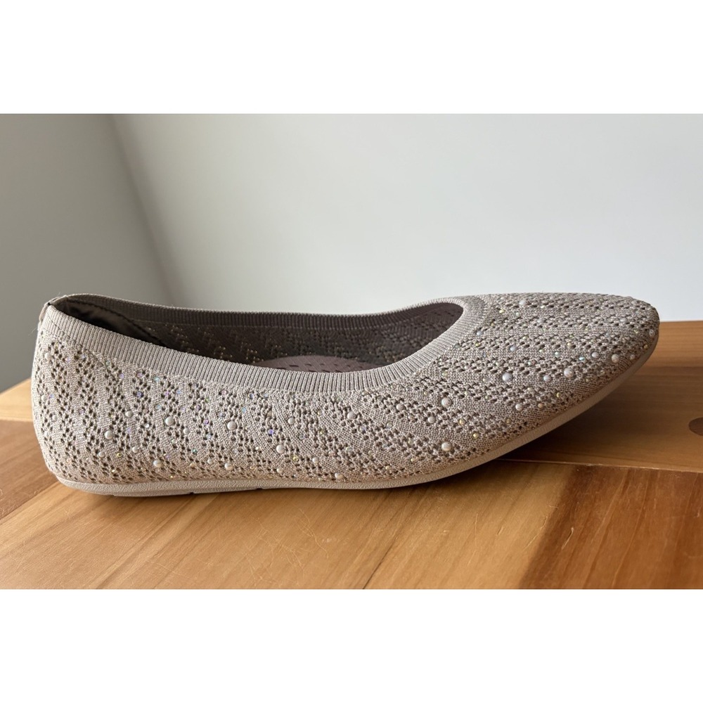 Sketcher Taupe Beige Sparkle Mesh Air Cool Memory Foam Comfort Slip On Size 9.5 - Picture 3 of 10